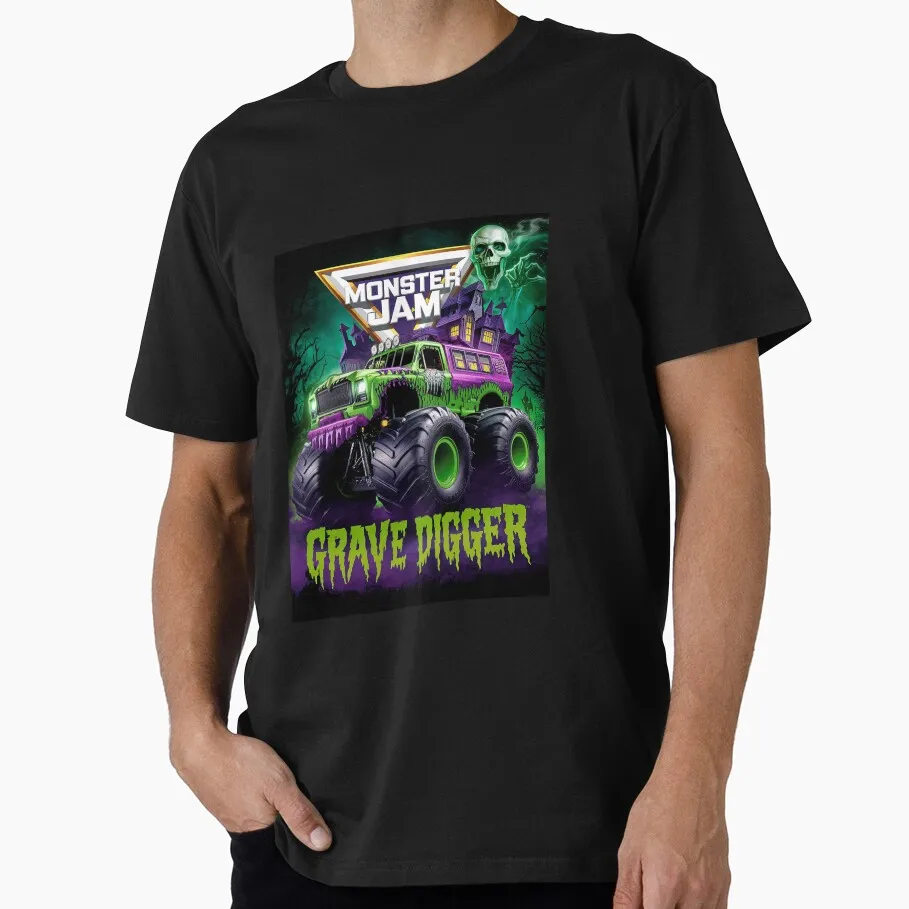 Monster Jam Grave Digger T Shirt Vintage German Power Metal Graphic Print Unisex Short Sleeve Heavy Metal Fan Tee