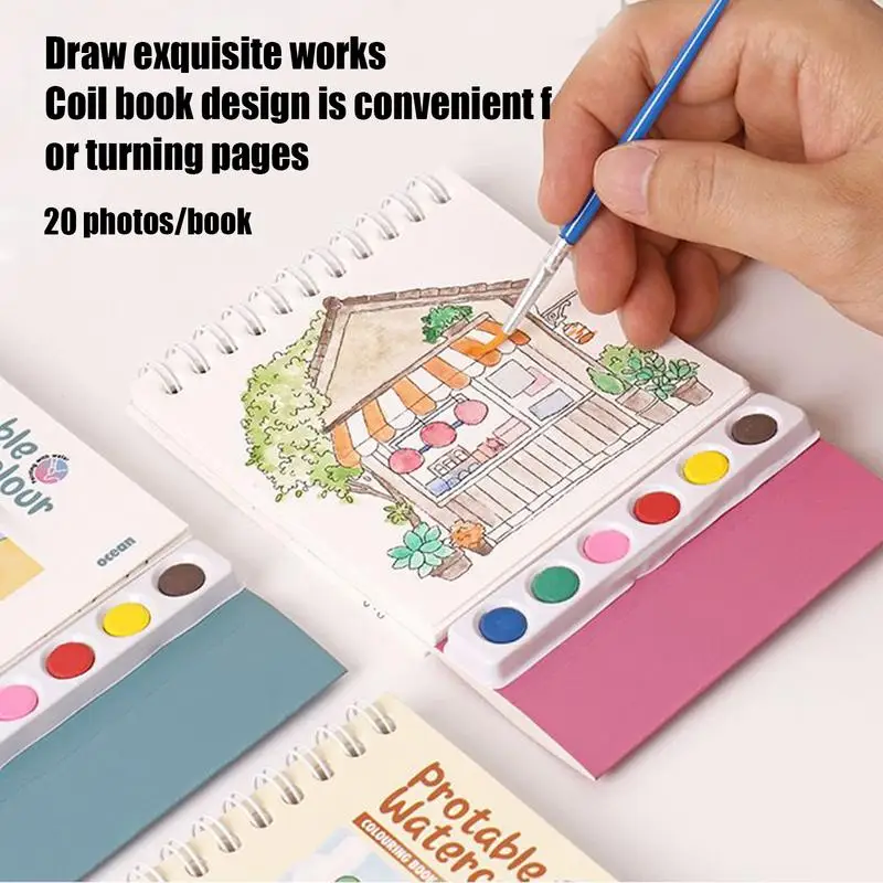 Livre de coloriage aquarelle avec stylo, Structure verticale lavable, activités d'avion pour enfants en bas âge, voyage