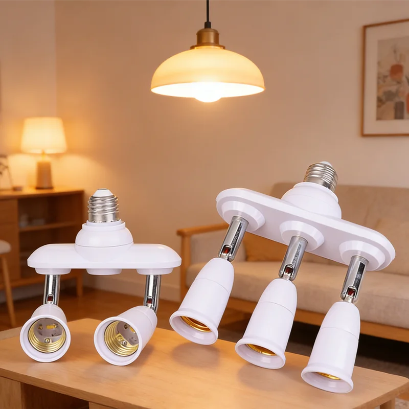 NEW【3 in 1】E26/E27 to 2/3 Way Splitter Adapter - LED Lamp Bulb Socket Holder Extender, Multi Socket Converter for Home Lighting