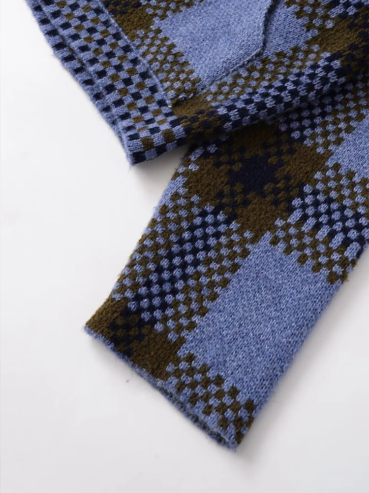 سترة نسائية محبوكة منقوشة بأكمام طويلة وسحاب ومزاجية متعددة الاستخدامات على الطراز الأوروبي