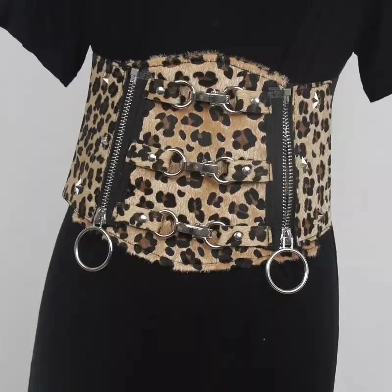 

Модный женский пояс с леопардовым принтом – эластичный широкий пояс для платьев и рубашек, универсальный корсетный стиль