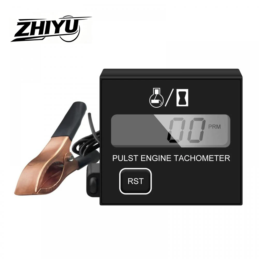 ZHIYU Small Digital Tachometer Inductive Engine  Waterproof Tach Hour Meter for Chainsaw Marine ATV Motorcycle UTV Engine