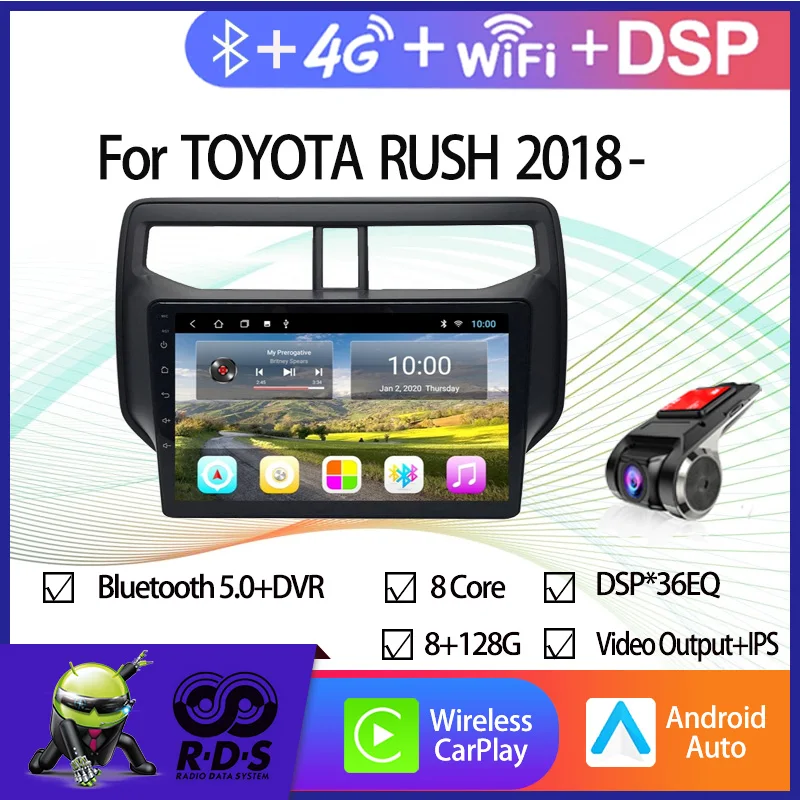 

Android 11 Car GPS Navigation For TOYOTA RUSH 2018- Auto Radio Stereo Multimedia Player With Wifi 4G BT DSP CARPLAY