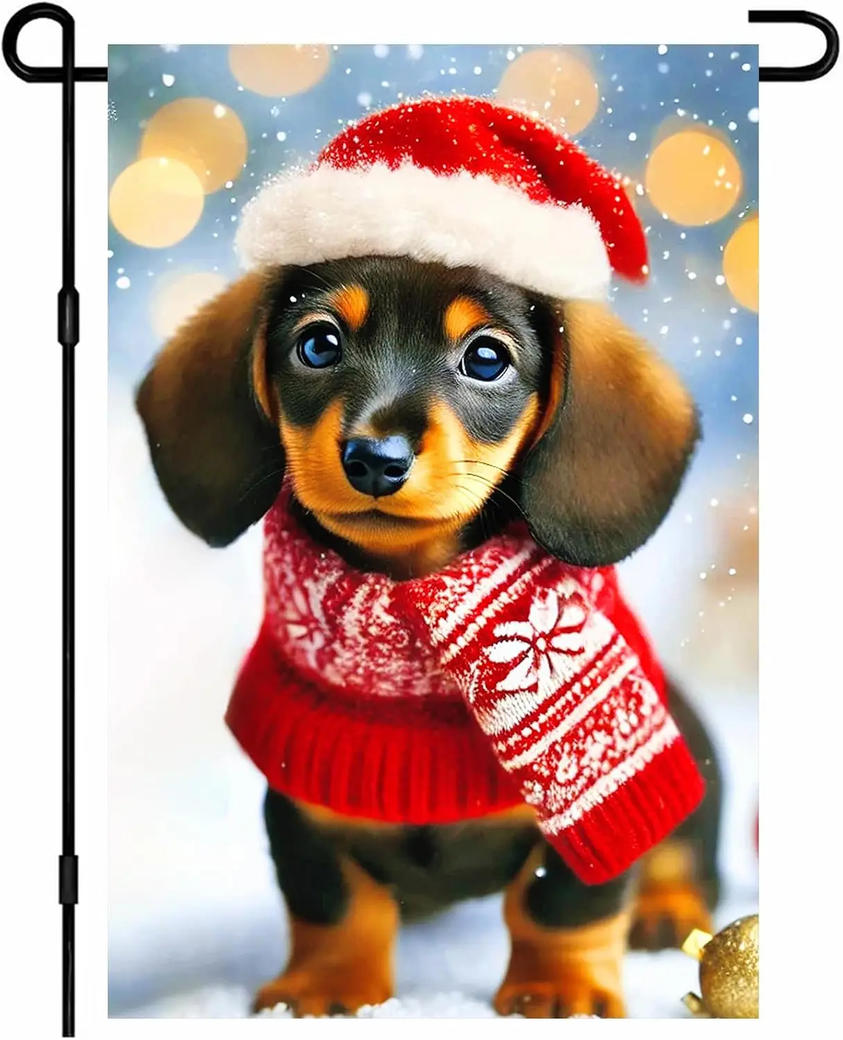 BlissYard Christmas Garden Flag 12x18 Inch Dachshund Red Yard Decor | Double sided polyester, dachshund red sweater design,  uui