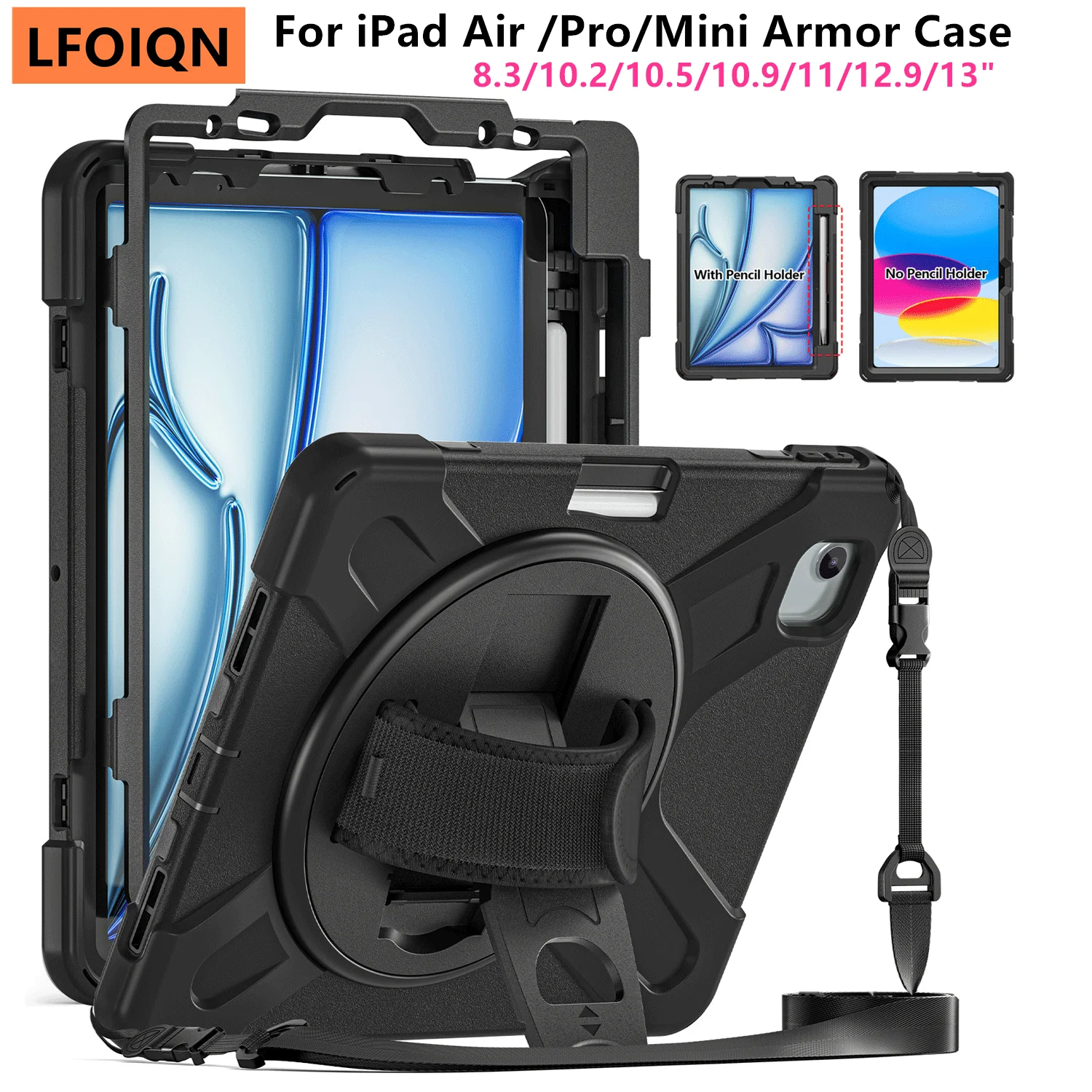 

LFOIQN Kids Case for iPad Air 11 13 inch M4 2026 M3 M2 Funda iPad Pro 11 12.9 13" Air 4 5 6 Mini 6 7 A17 Pro Tablet Stand Cover