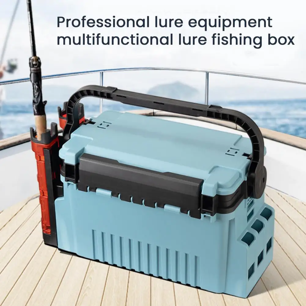 Multifunctional Portable Fishing Box Fishing Pole Holder with Handle Multi-layer Large Capacity Bait Organizer Fishing Box