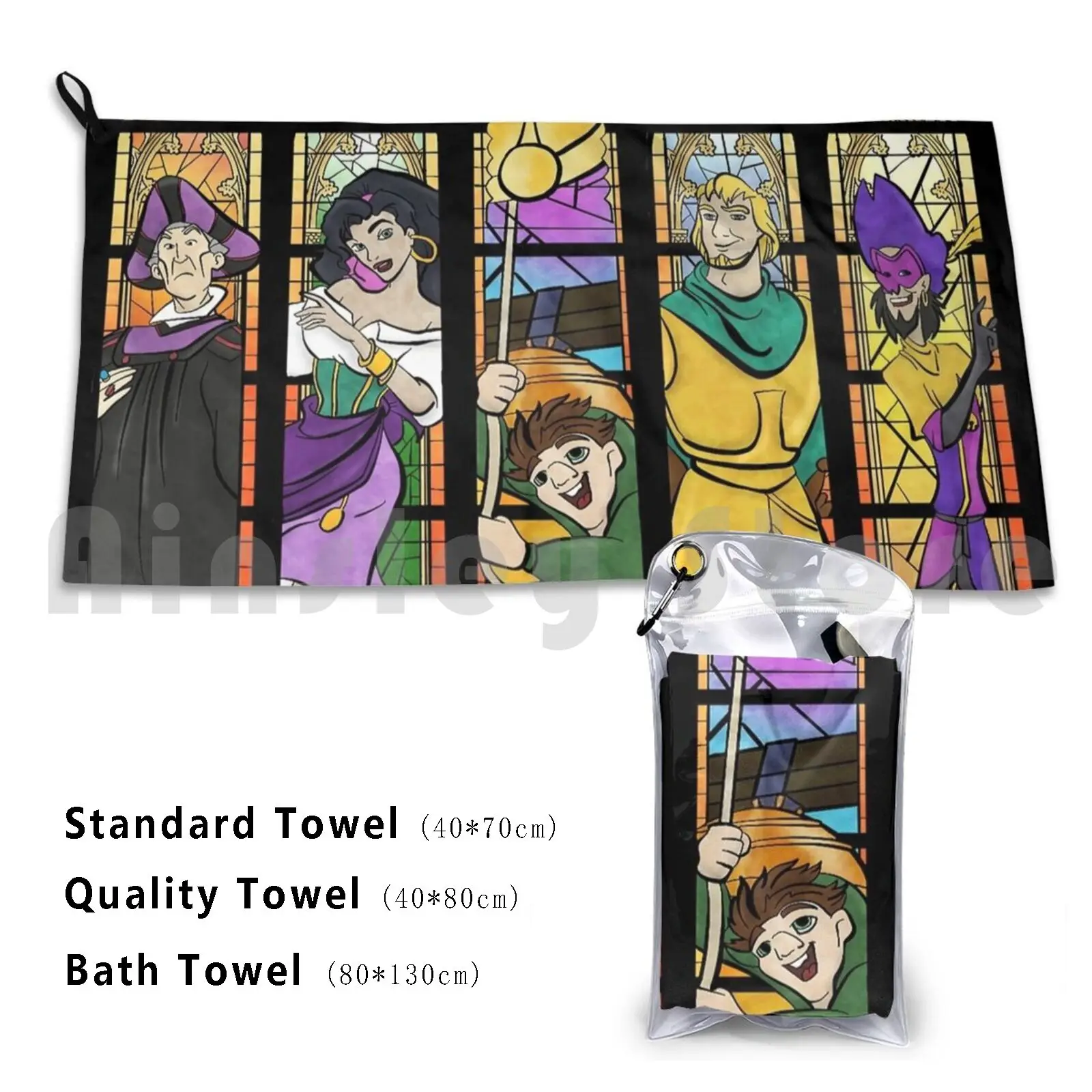 Hunchback Of Notre Dame Bath Towel Beach Cushion Hunchback Frollo Esmeralda Phoebus Quasimodo Hunchback Of