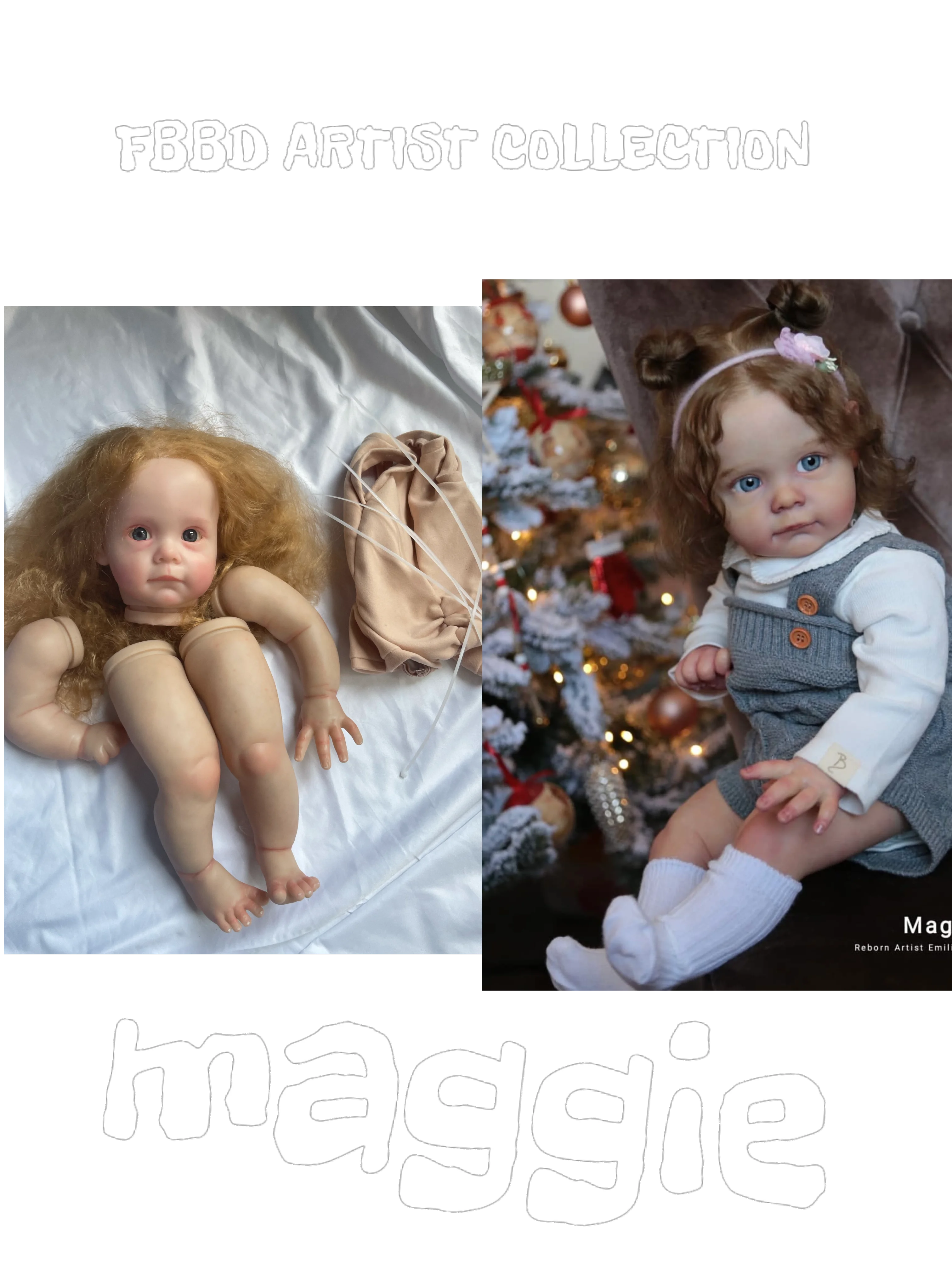 

Maggie Bebe Reborn By FBBD Artist 24inch With Hand-Rooted Hair With Veins Unassembled Kit Dolls For Children