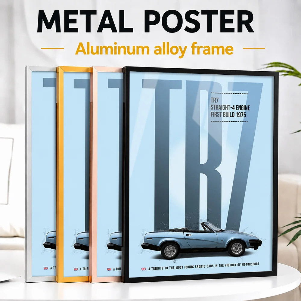 United Kingdom TR7 Car Metal Poster With Aluminum Alloy Frame Personalized Photo Technical Blueprint Style Wall Art For Garage