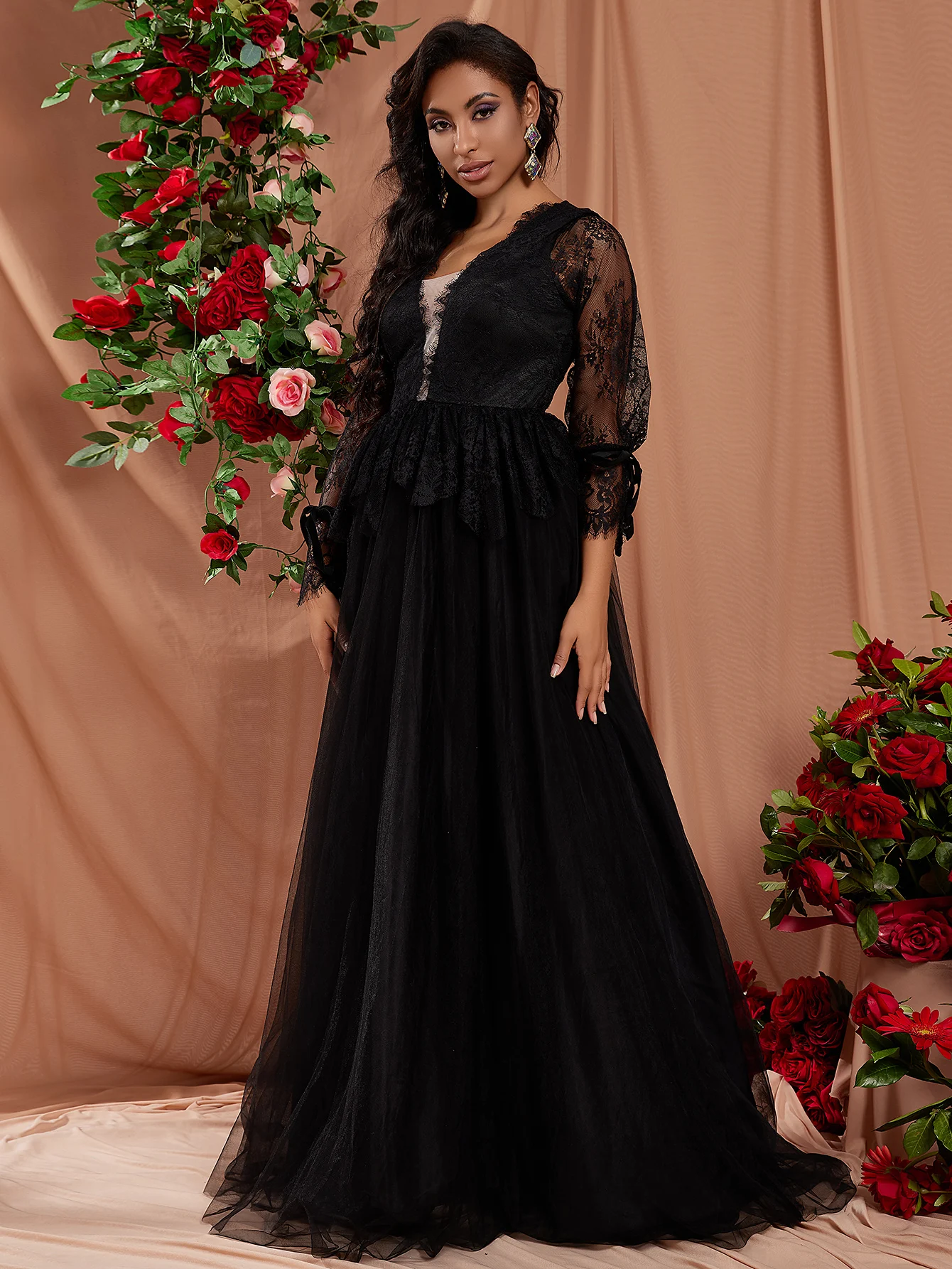 Robe longue noire en tulle, tenue de soirée sexy, dos nu, streetwear, nouvelle collection