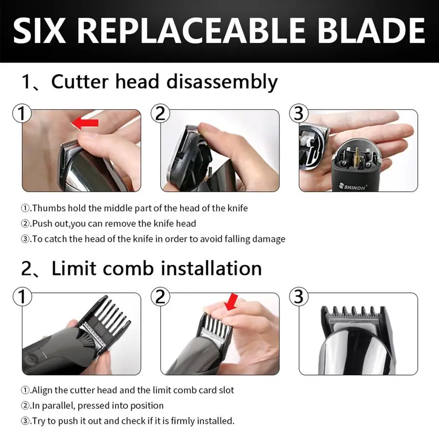 ماكينة تشذيب اللحية، شفرة من الفولاذ المقاوم للصدأ لتشذيب شعر الوجه الدقيق، ماكينة قص رطبة وجافة لاسلكية مقاومة للماء #3