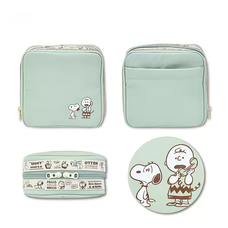 Anime Snoopys Series Square Cosmetic Bag Cartoon Creativity Printing Portable Multi-compartment Storage Bag Coin Purse Gift