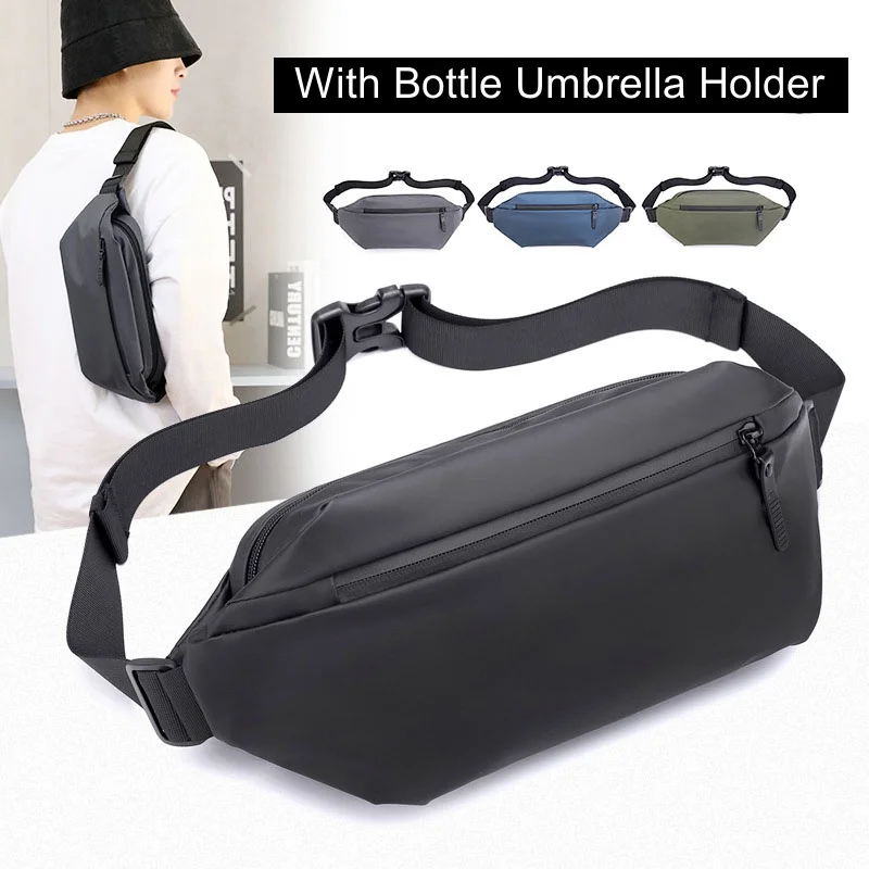 

TOP Quality Casual Waist Bag Men's Crossbody Sling Bag Waterproof Shoulder Chest Pack Hiking Outdoor Bag With Bottle Holder