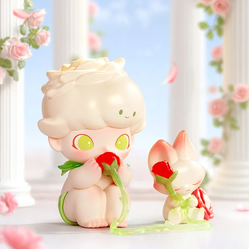 

POPMART Dimoo Rose Фигурка с секретным языком, подвесная открытка, подарок на день Святого Валентина, орнамент, оригинальные игрушки-удинки