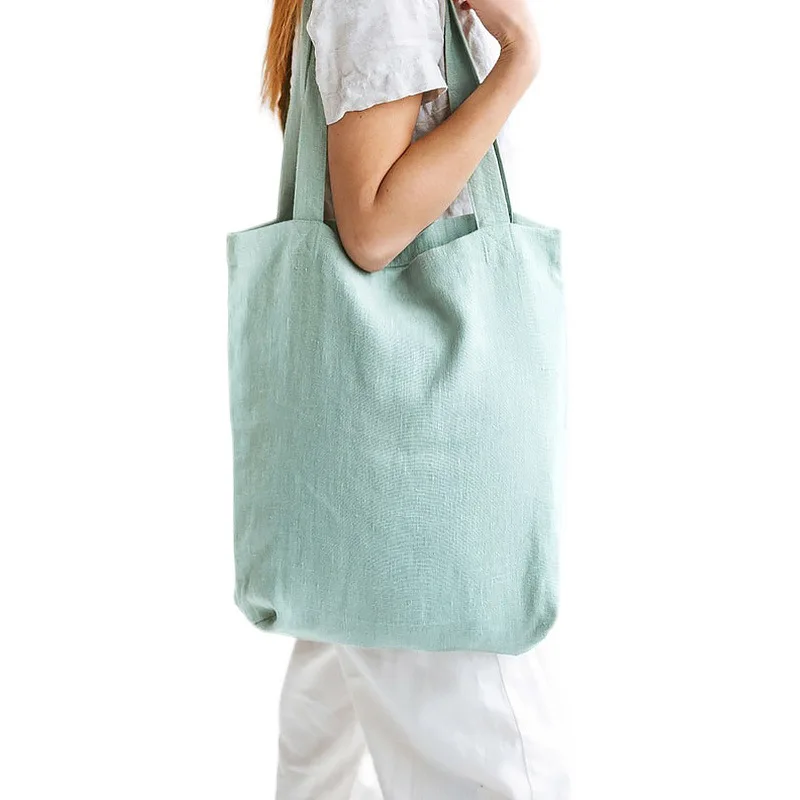 Cotton Linen Shopping Bags Tote Bags For Women 2022 Large Ladies Eco Reusable Handbag Casual Shoulder Bags