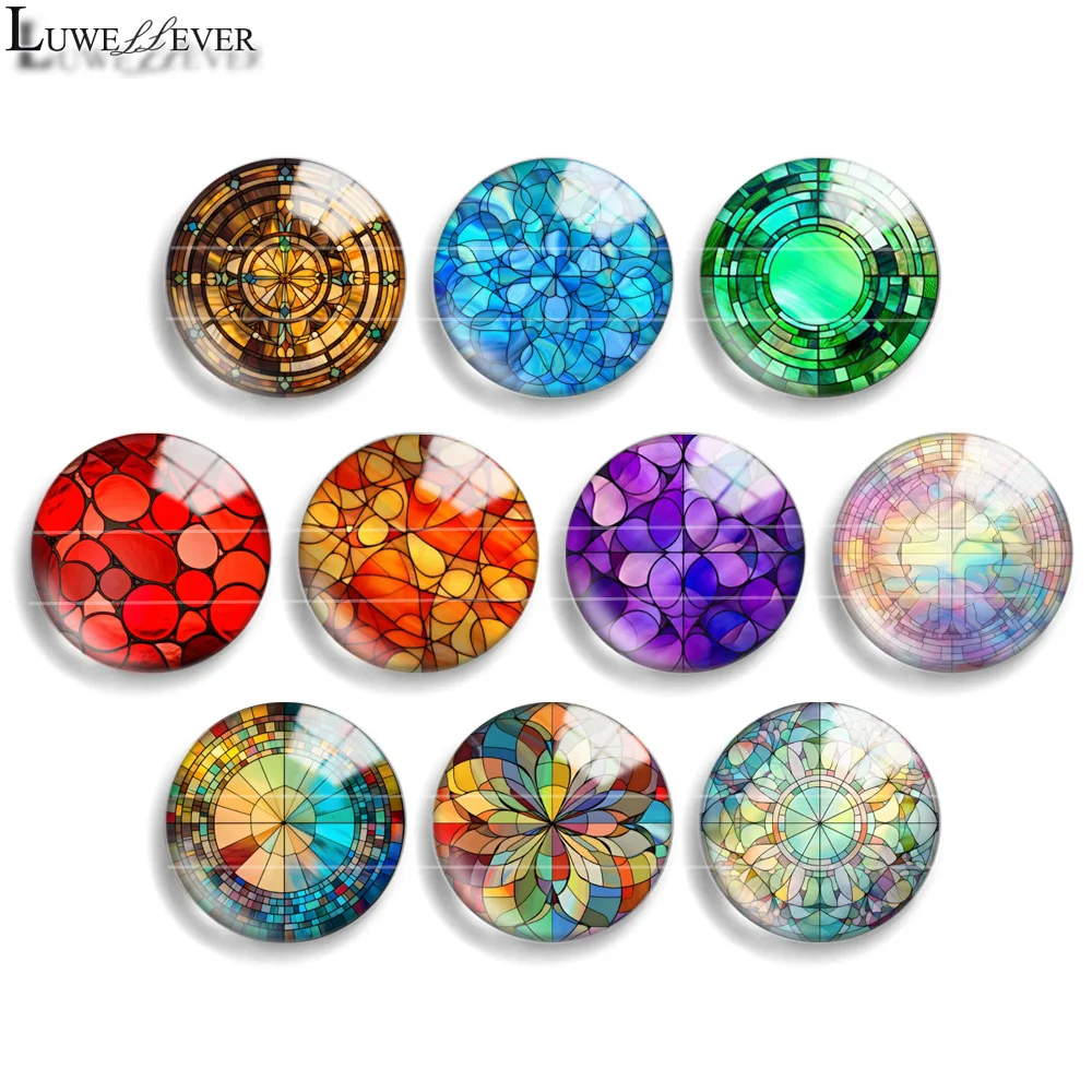 

10mm 12mm 20mm 25mm 30mm 40mm 899 Geometry Art Mix Round Glass Cabochon Jewelry Finding 18mm Snap Button Charm Bracelet