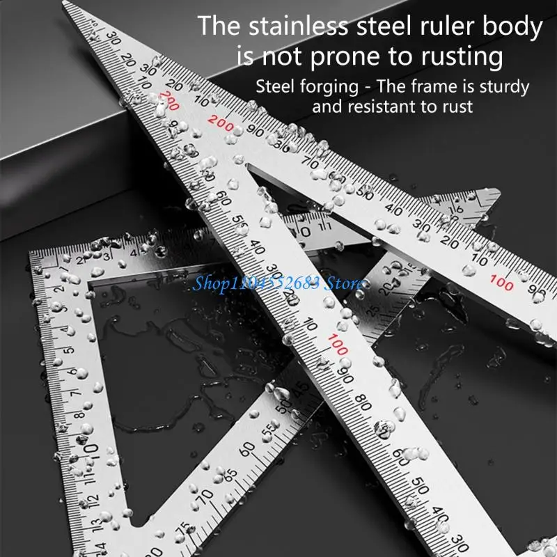 

Y6GD Carpenter Square Stainless Steel Drawing Triangular Ruler Woodworking Measuring