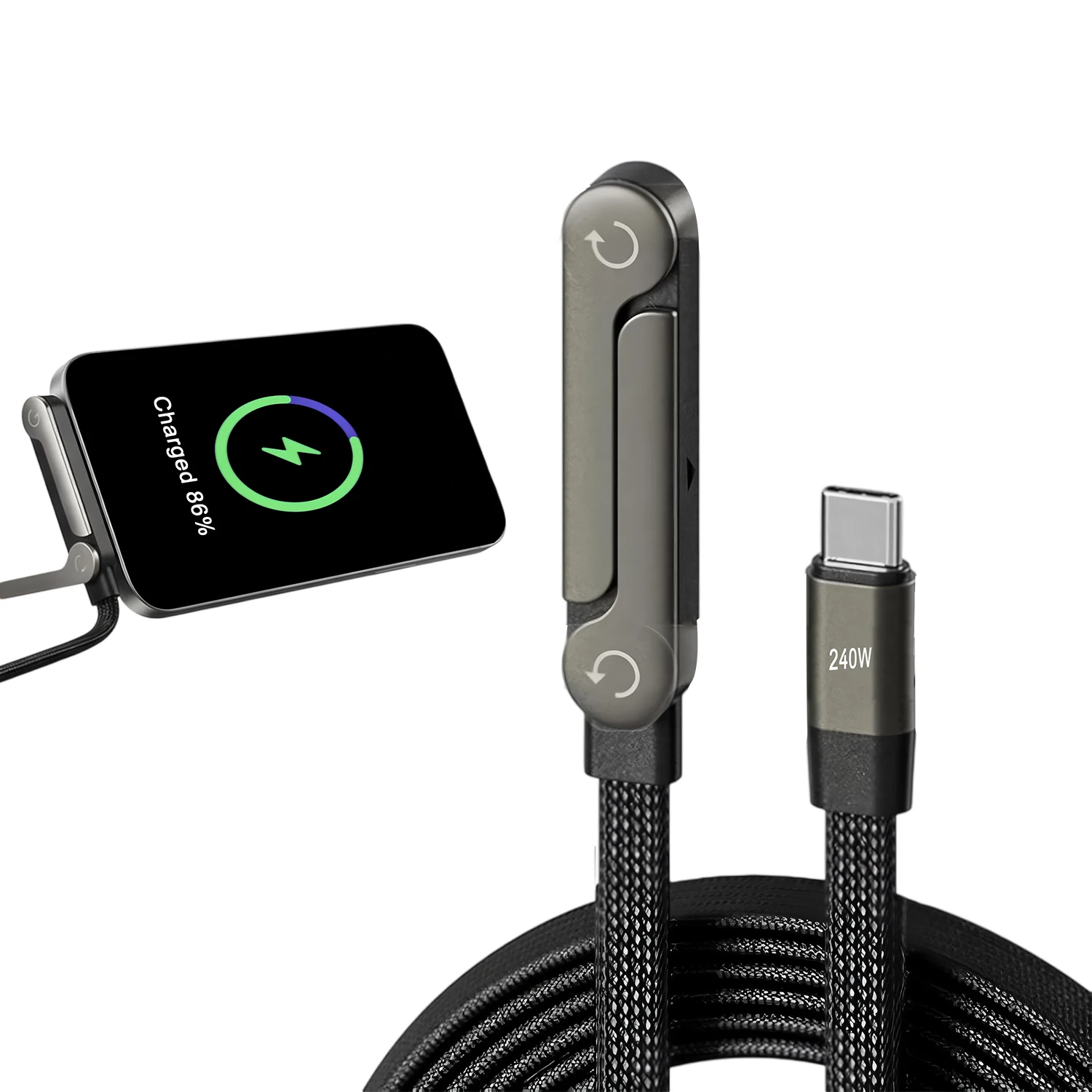 240W Fast Charging Foldable Bracket Data Cable PD Data Wire Foldable Phone Tablet Stand Type-C to Type-C /PD to Type-C Holder