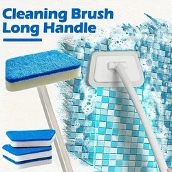 Bathroom Cleaning Brush Set Versatile Long Handle Detachable Replaceable Heads Essential Tool Tile Floor Bathtub Toilet Holder