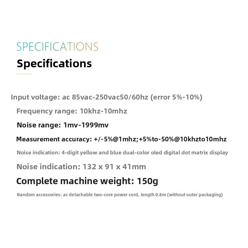 OLED Display Mains Noise Tester EMI Measuring Instrument Broadband AC Power Voltage Meter Ripple Analyzer