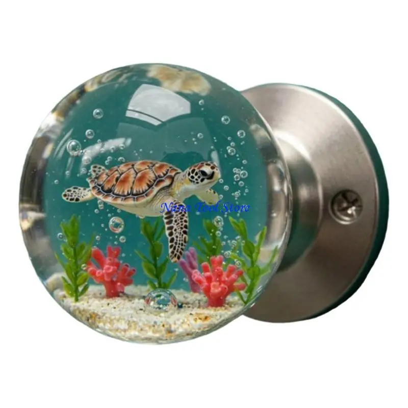 31GJ Creative Florals Door Knob Retro Round Crystals Resin Hardware for Interior Door