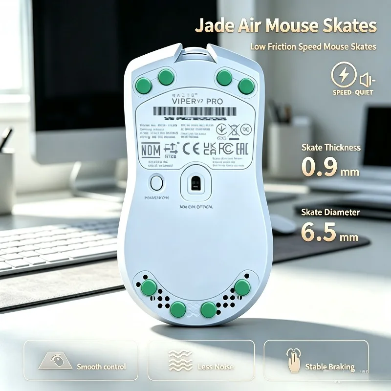 Jade Air Mouse Skates High Rebound PU Shock Absorbing Low Noise Wear Resistant Gaming Mouse Feet For Gaming Mice