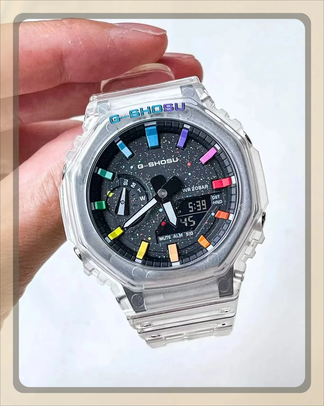 

9898 StoreStar Спортивные часы унисекс, полнофункциональные часы мирового времени с автоматической ручной подъемной лампой, светодиодный двойной дисплей, резиновый ремешок