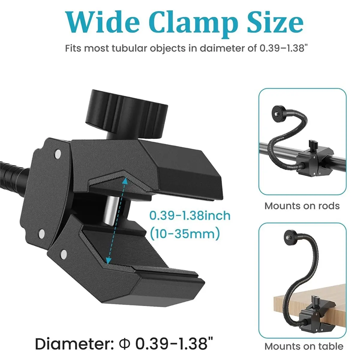 Gooseneck Clamp Camera Mount with 1/4