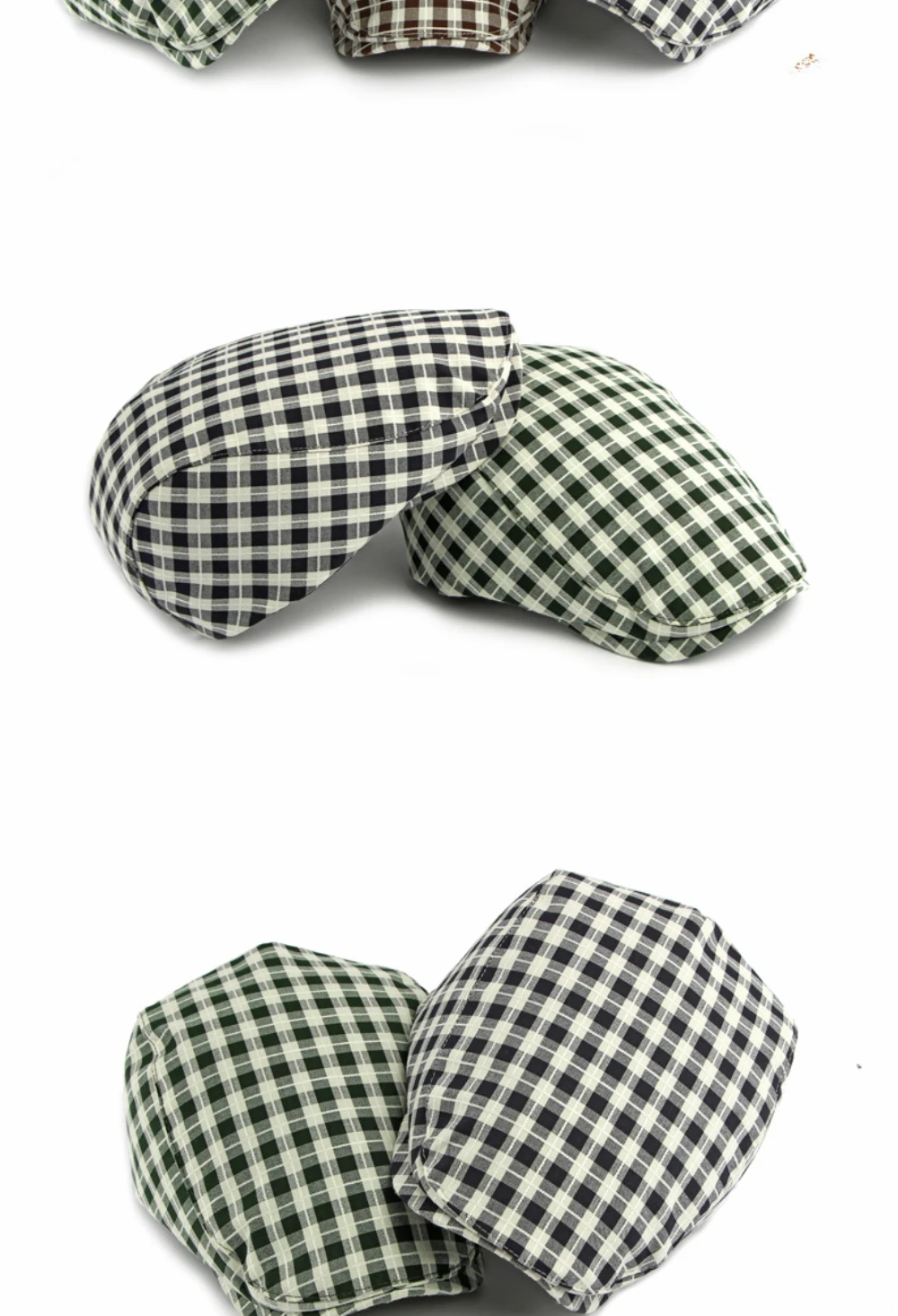 HT5076 Baskenmützen für Herren und Damen, Künstler- und Malermütze, Verstellbare Ivy-Flatcap, 2026 Neue Frühling-Sommer Karierte Baskenmütze – Detail 3