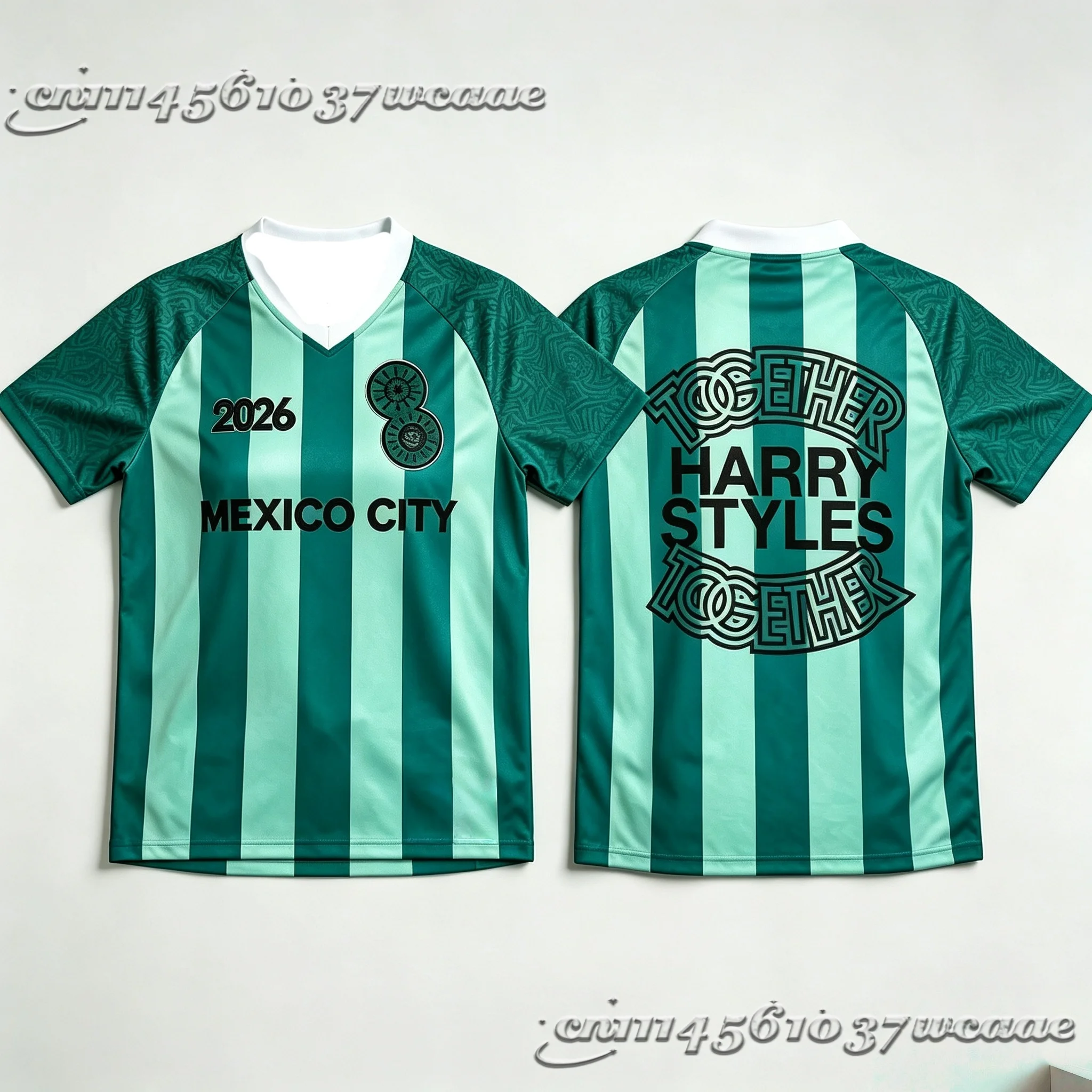Harry Styles Mexico Tour Vertical Striped Football Jersey, 2026 City Commemorative Fan Quick Dry Sports Shirt FamilyMatching