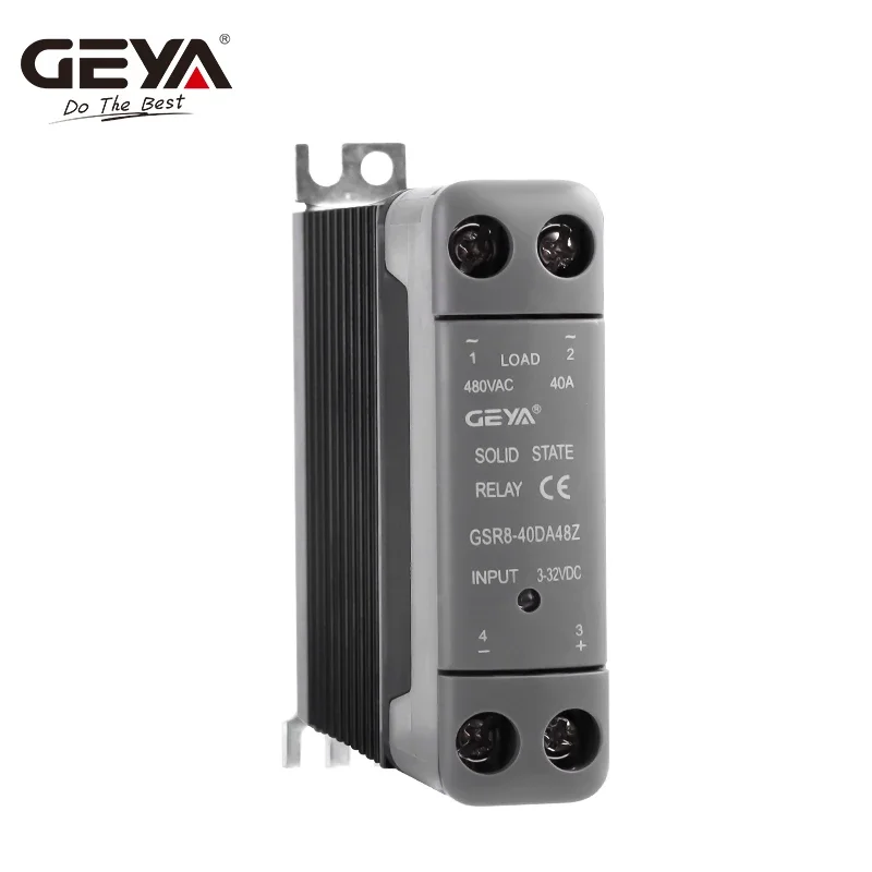 GEYA 22.5mm Slim Width GSR8 Solid State Relay with Heat Sink DC to AC Single Phase SSR 10A 25A 40A 60A