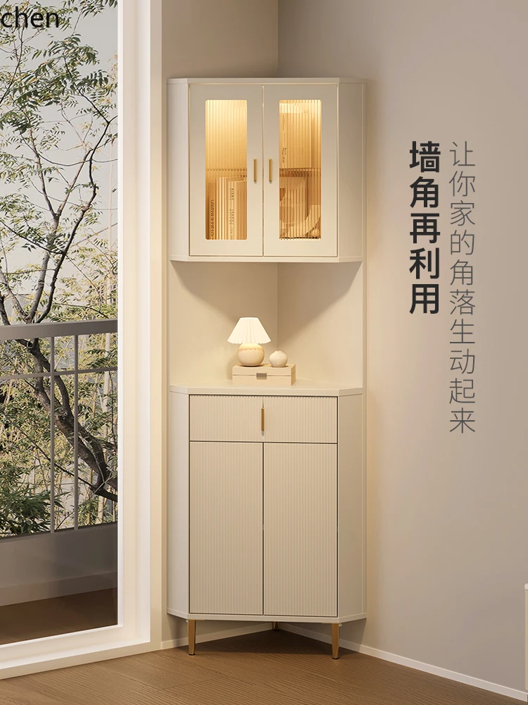 

WL Cream Wind Corner Cabinet Corner Locker Dining Room Corner Triangle Cabinet Living Room