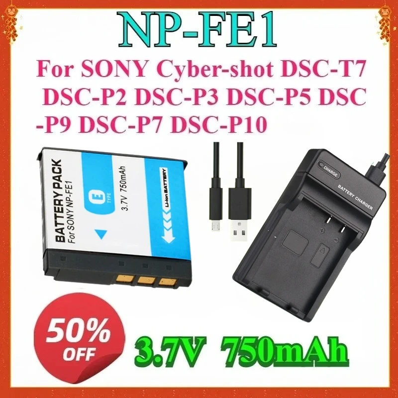 

For SONY Cyber-shot DSC-T7 DSC-P2 DSC-P3 DSC-P5 DSC-P9 DSC-P7 DSC-P10 For NP-FE1 3.7V 750mAh Camera Replaceable Battery
