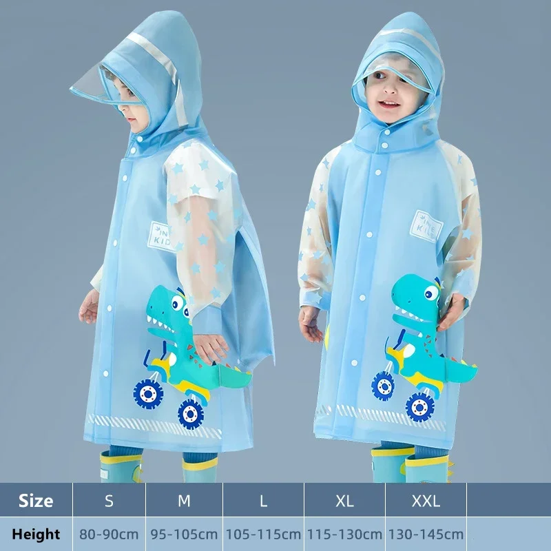 2025 New Kids Raincoat Waterproof Rain Poncho Cartoon Unicorn Dinosaur Children School Student Rainsuit Boys And Girls Travel AA