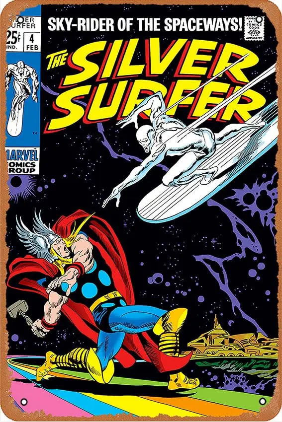 Vintage Metal Tin Sign Retro Metal Sign The Silver Surfer Issue 4 Thor Comic Book Poster Home Bar Pub Garage Decor Gifts Home Wa