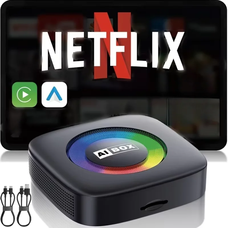 Magic Video Box, wireless CarPlay adapter, supports Netflix and YouTube streaming, plug-and-play, equipped with a TF card slot, compatible with Apple CarPlay and Android Auto video entertainment, in-car audio accessory, battery-free