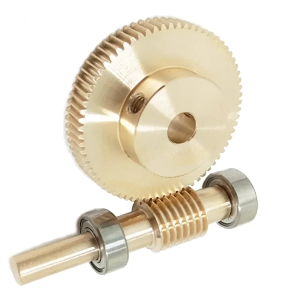 0.5M Precision Turbine Worm Gear Set 1:20/30/40/50/60/70/80/100 Teeth Stainless Steel Worm Copper Gear Accessories