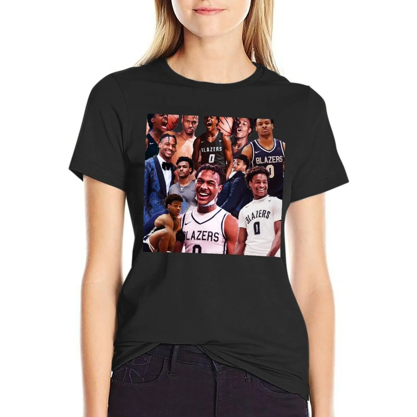 

Bronny James collage poster design 2022 T-Shirt oversized hippie clothes tops for Women