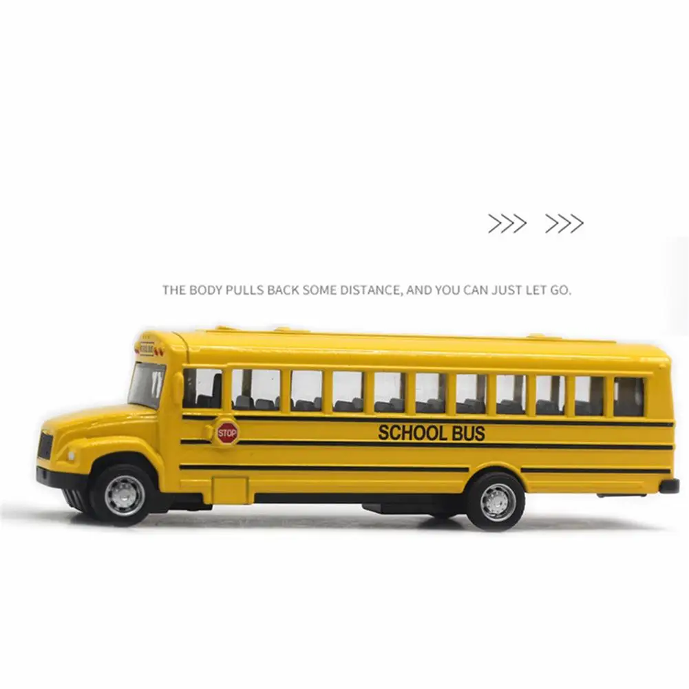 14cm 1:43 Alloy School Bus Model  Yellow Children Pull Back Car Toy Decoration Boys Gift