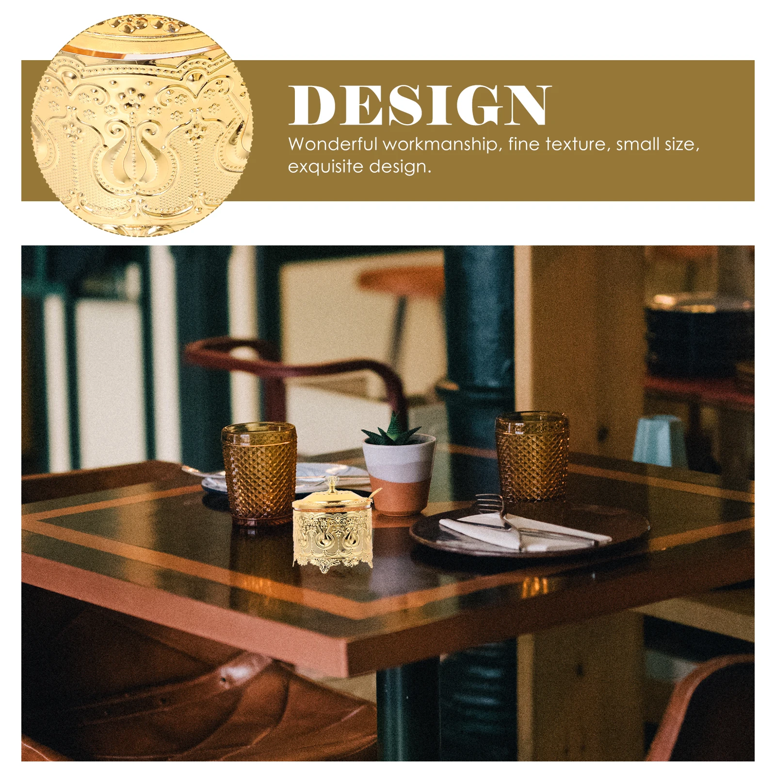 

Embossed Candy Jar Decorative Glass Metal European Style Small Size Exquisite Design for Kitchen Storage Candy Dish