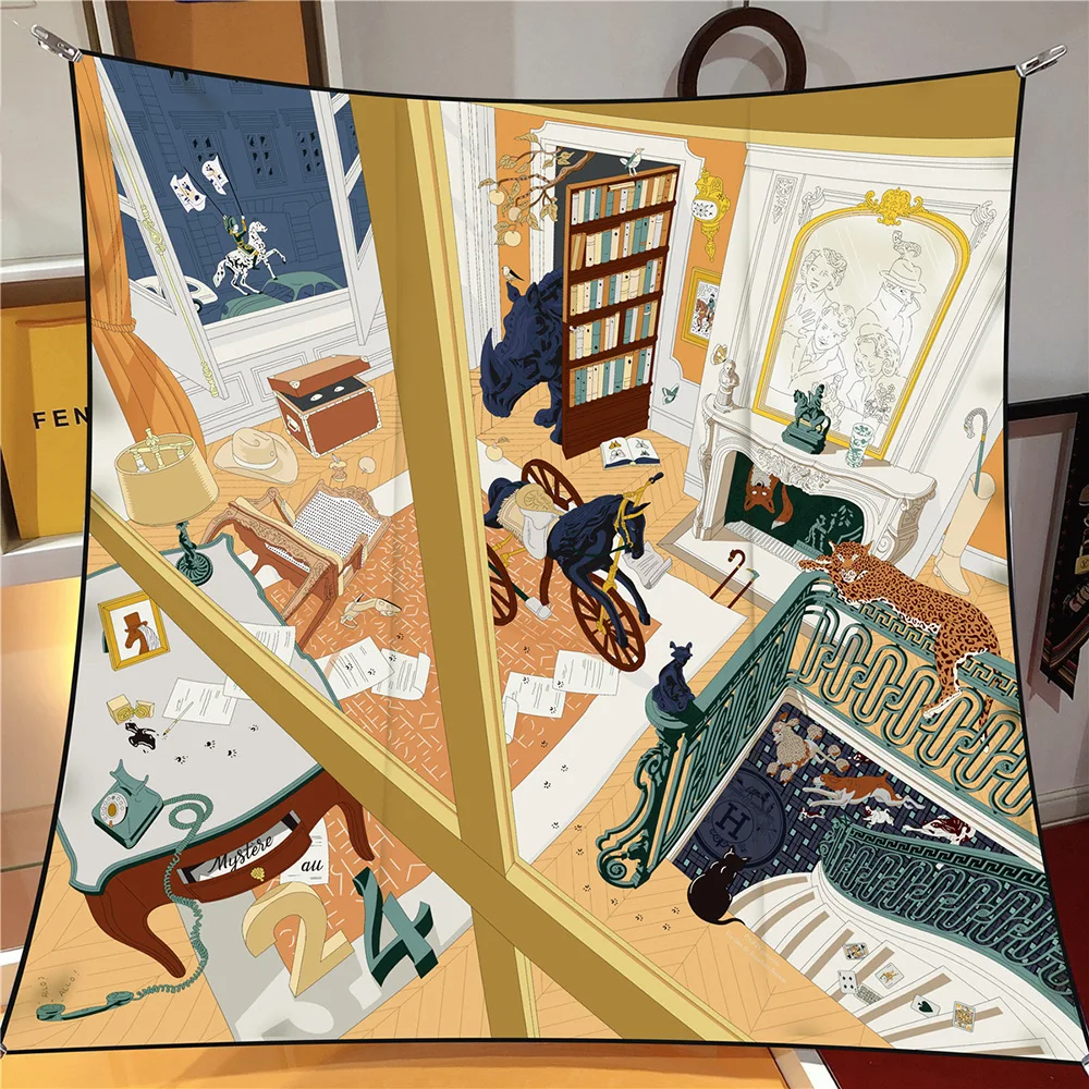 النسخة الكورية من وشاح شال مربع حك آلة الحرير حافة المرأة موضة تنوعا الحجاب وشاح بالجملة