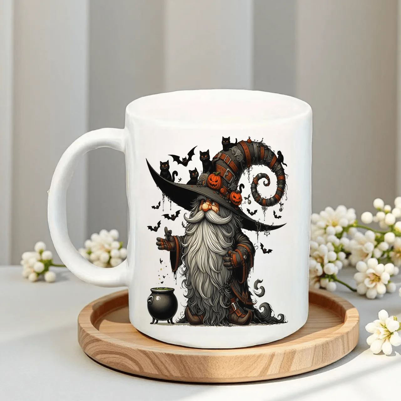1pc Gothic Witch & Potion Ceramic Coffee Mug with Double-Sided Witch, Bats & Cauldron Design  Ideal Gift for Wiccan & Fantasy Lovers, Halloween Kitchenware, Halloween Mugs Christmas Mugs, Christmas Mugs Funny Coffee Mugs, Coffee Cup,