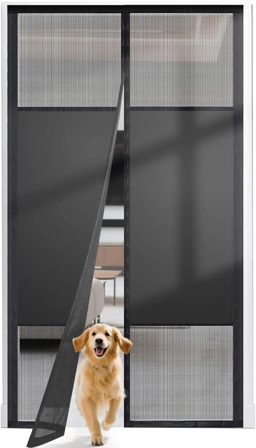 

Magnetic Screen Door with Privacy Protection, Thick PET Mesh Fit for 36x80 Inch Door, Pet Friendly Auto Close Keeps Bugs Out