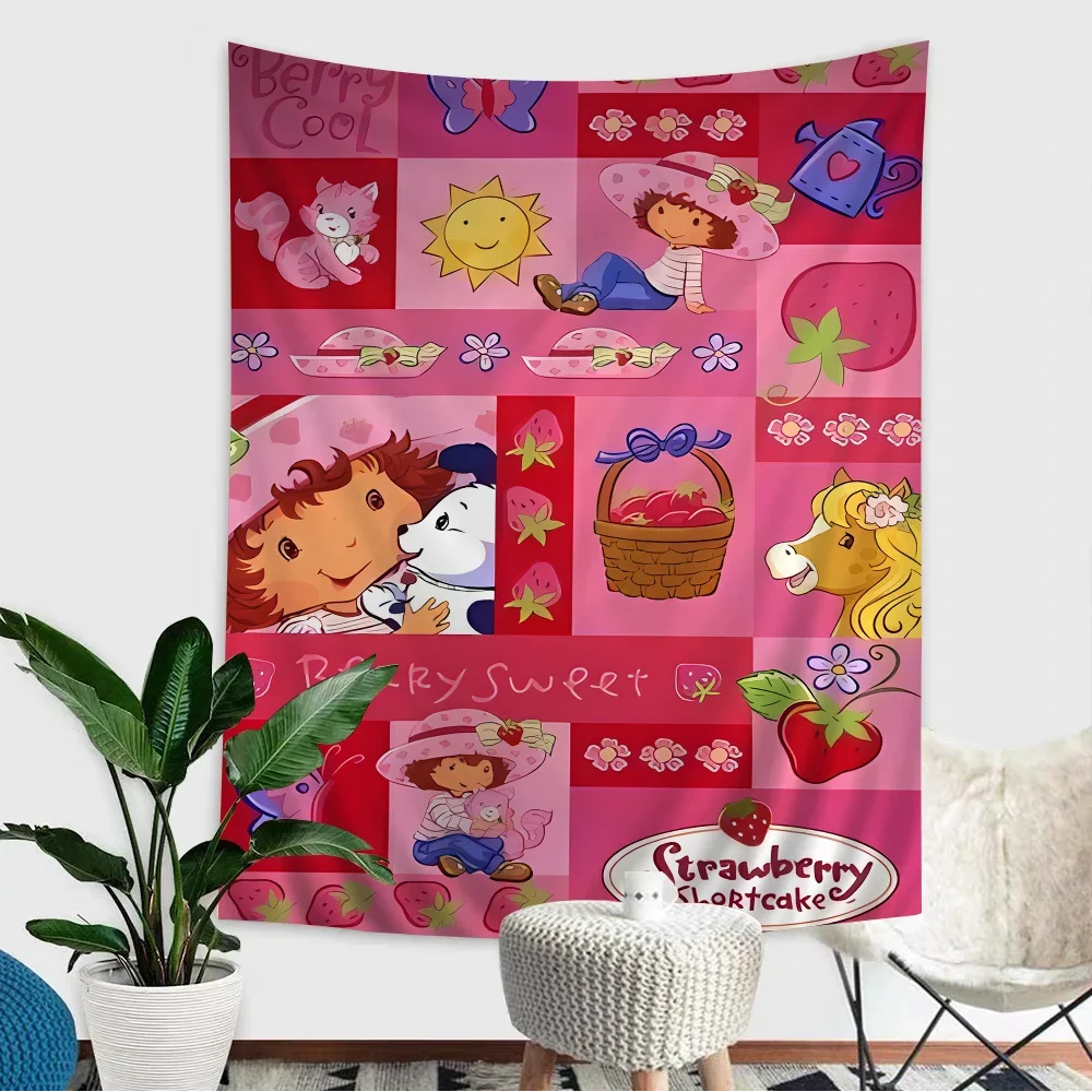 S-Strawberrys S-Shortcakes Hippie Wandbehang Wandteppiche für Wohnzimmer Zuhause Wohnheim Dekor Kunst Heimdekoration
