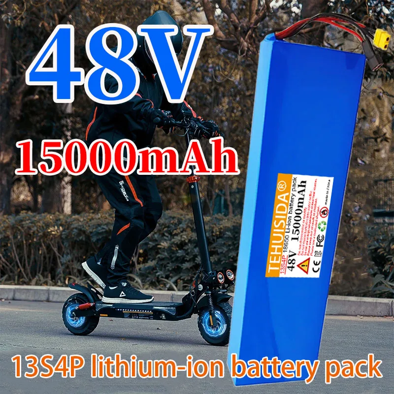 48V 15Ah 1000W lithium-ion battery pack 13S4P built-in BMS suitable for Citycoco/iScooter iX4/Kaabo Mantis 8/10 electric scooter