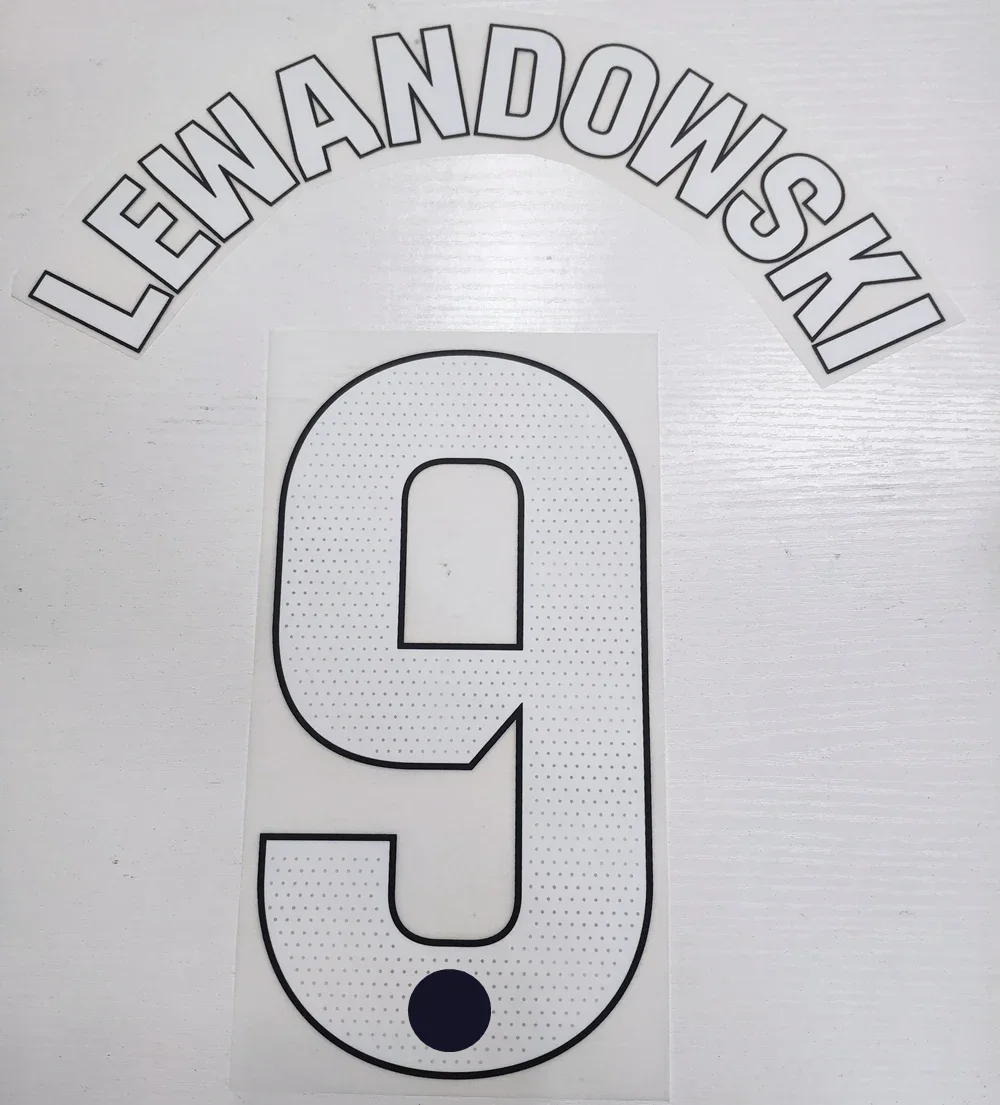 2023 2024 La Liga Barce Player version GAVI LAMINE YAMAL LEWANDOWSKI number printing font, Hot stamping patches badges