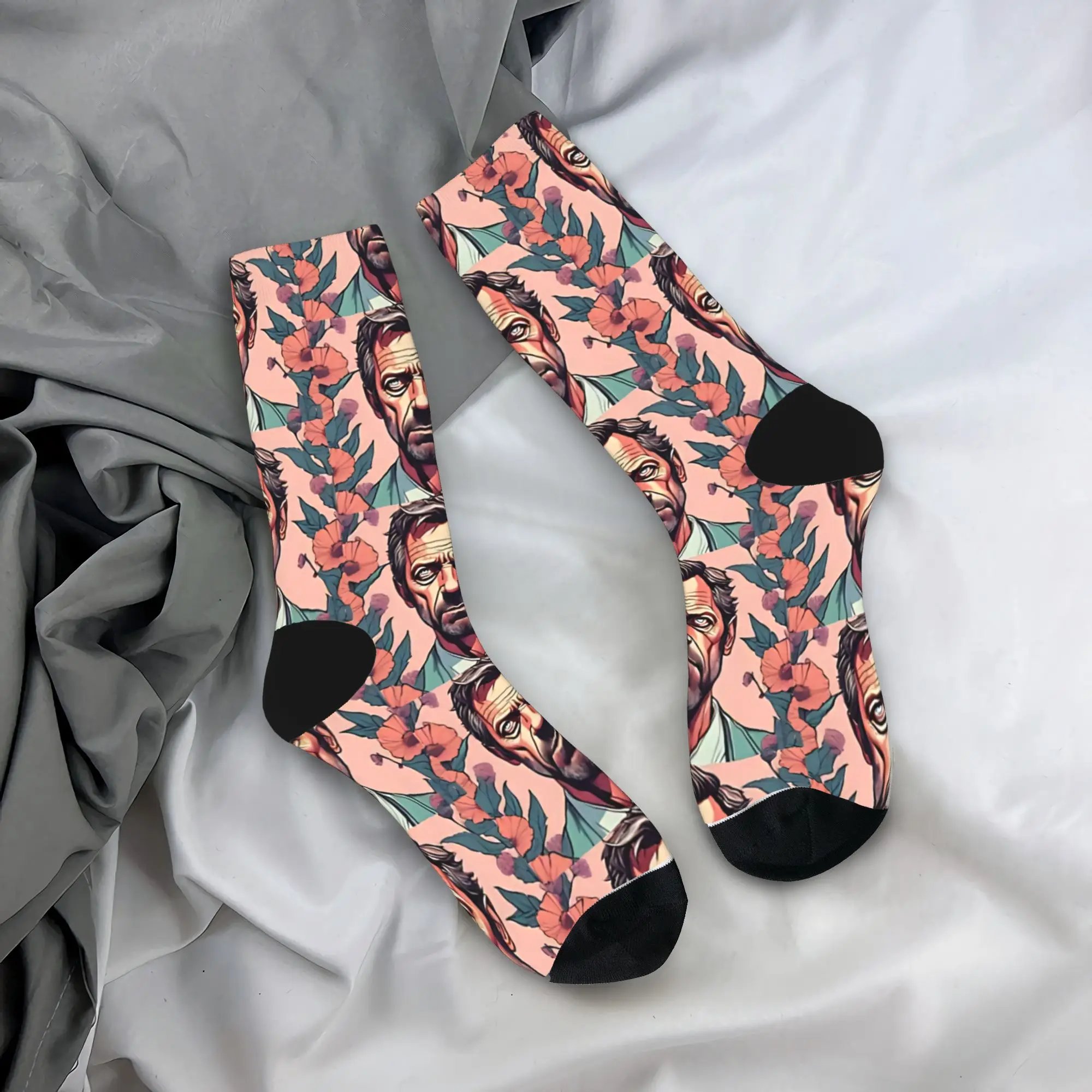 دكتور جريجوري هاوس جوارب الأزهار النساء الرجال الجوارب تنفس الجوارب الموضة الشتاء الدراجات المضادة للبكتيريا تصميم الجوارب هدية