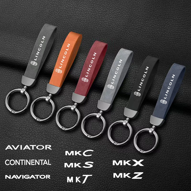 Car Zinc Leather Keychain Metal Keyring Charm For Lincoln Navigator 2 Mkx Mkz Mkc Mkt Mks Town Continental Diecast Accessories