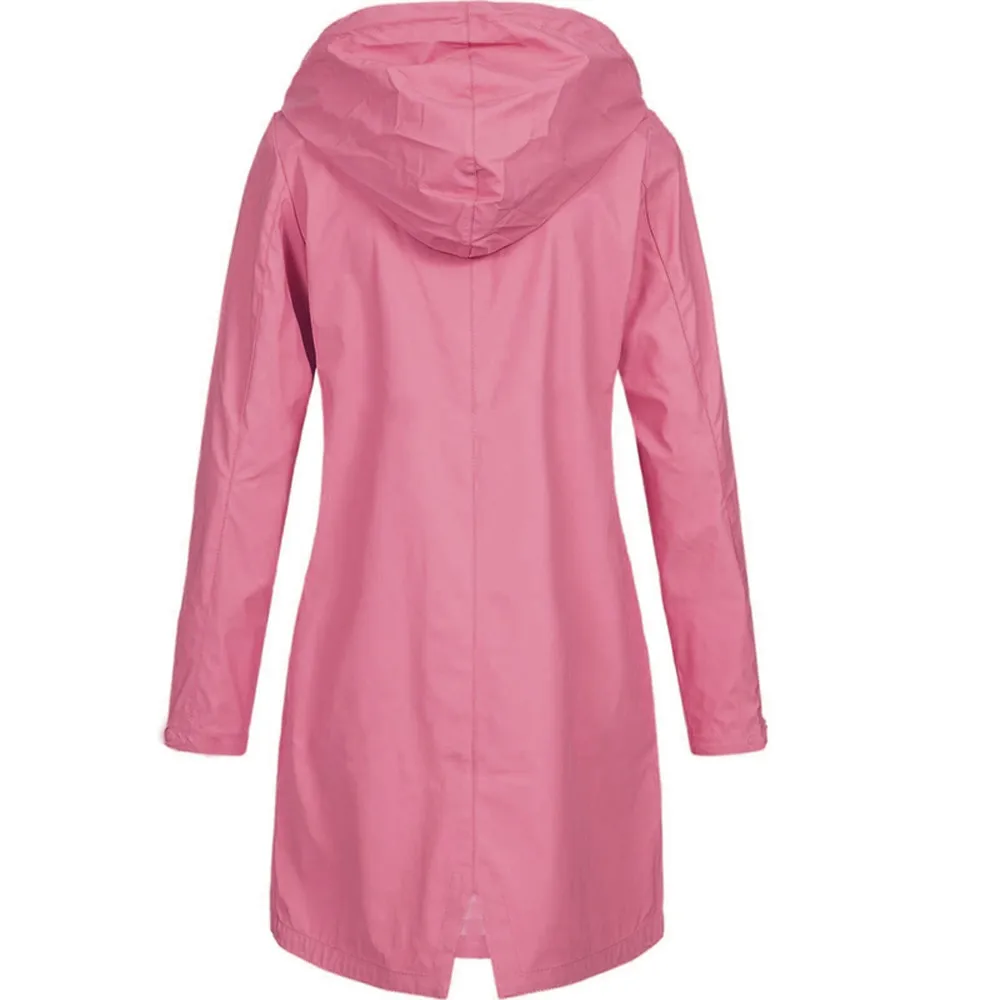 Sweat à capuche de randonnée en plein air pour femme, manteau long coupe-vent imperméable, vêtements d'extérieur chauds, veste de pluie solide, vêtements grande taille