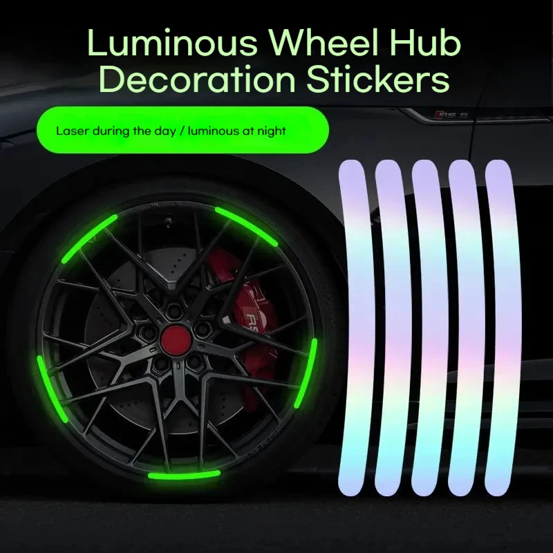 

20 шт. светящихся наклеек для колес автомобиля, светоотражающие наклейки, флуоресцентные цветные наклейки для декора колес, ночные наклейки для мотоциклов